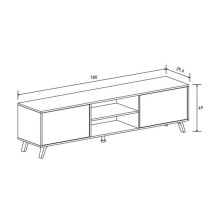 Mueble de TV de Diseño Nórdico + Modulo Alto, 2 Compartimentos y 2 Puertas,Mauvella Rayas, 49cm(Al) x 180cm (Anc) x 40cm (Fon)