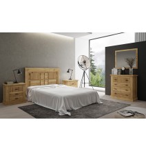 Cabezal para Cama de Matrimonio con patas, Color Mauvella Rayas, Medidas: 160 cm (Ancho) x 119,3 cm (Alto) x 3,8 cm (Fondo)