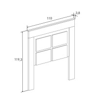 Cabezal para Cama Juvenil con patas, Color Mauvella Rayas, Medidas: 110 cm (Ancho) x 119,3 cm (Alto) x 3,8 cm (Fondo)