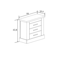 Pack de Muebles de Dormitorio Habitación con Cabecero, 2 Mesitas de Noche 3 Cajones y Cómoda en Color Mauvella Rayas