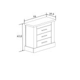 Pack de Muebles de Dormitorio Habitación con Cabecero, 2 Mesitas de Noche 3 Cajones y Cómoda en Color Mauvella Rayas
