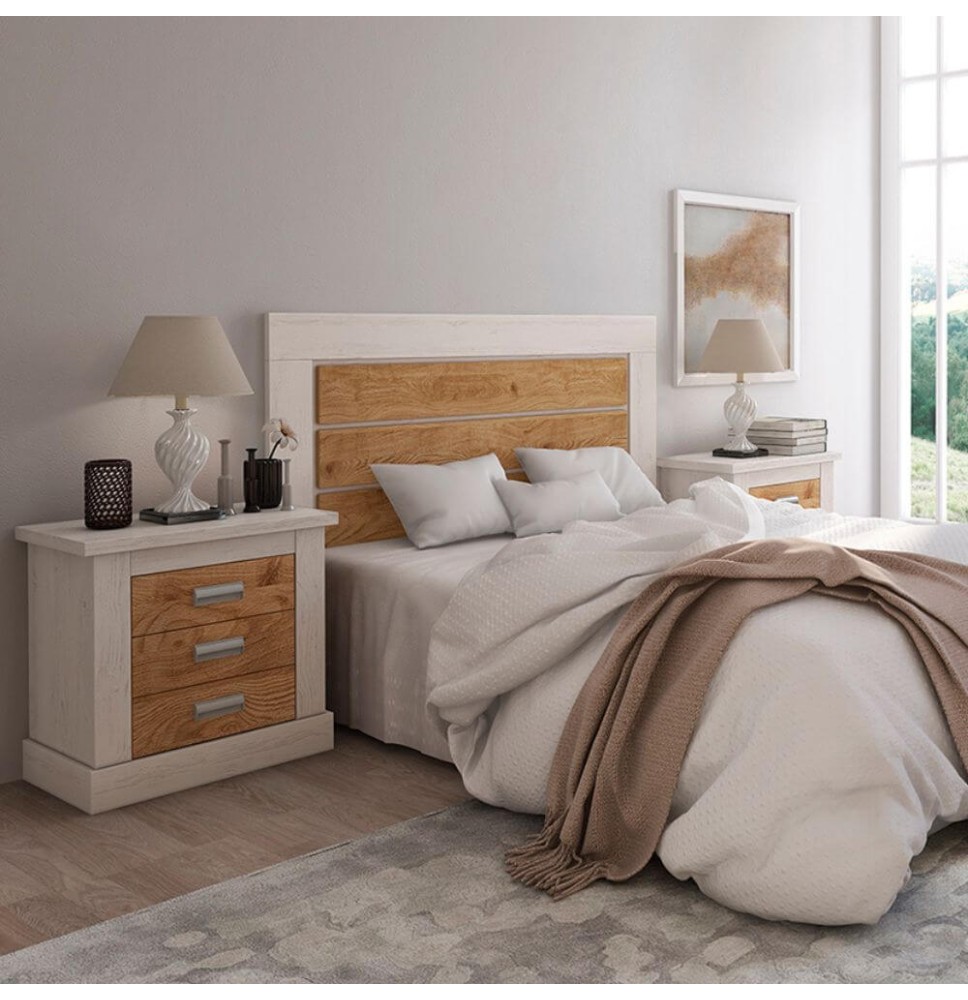 Pack Cabecero Nórdico de 160 x 120 cm + 2 Mesitas de Noche|Práctico y Elegante|Color Andersen Pino